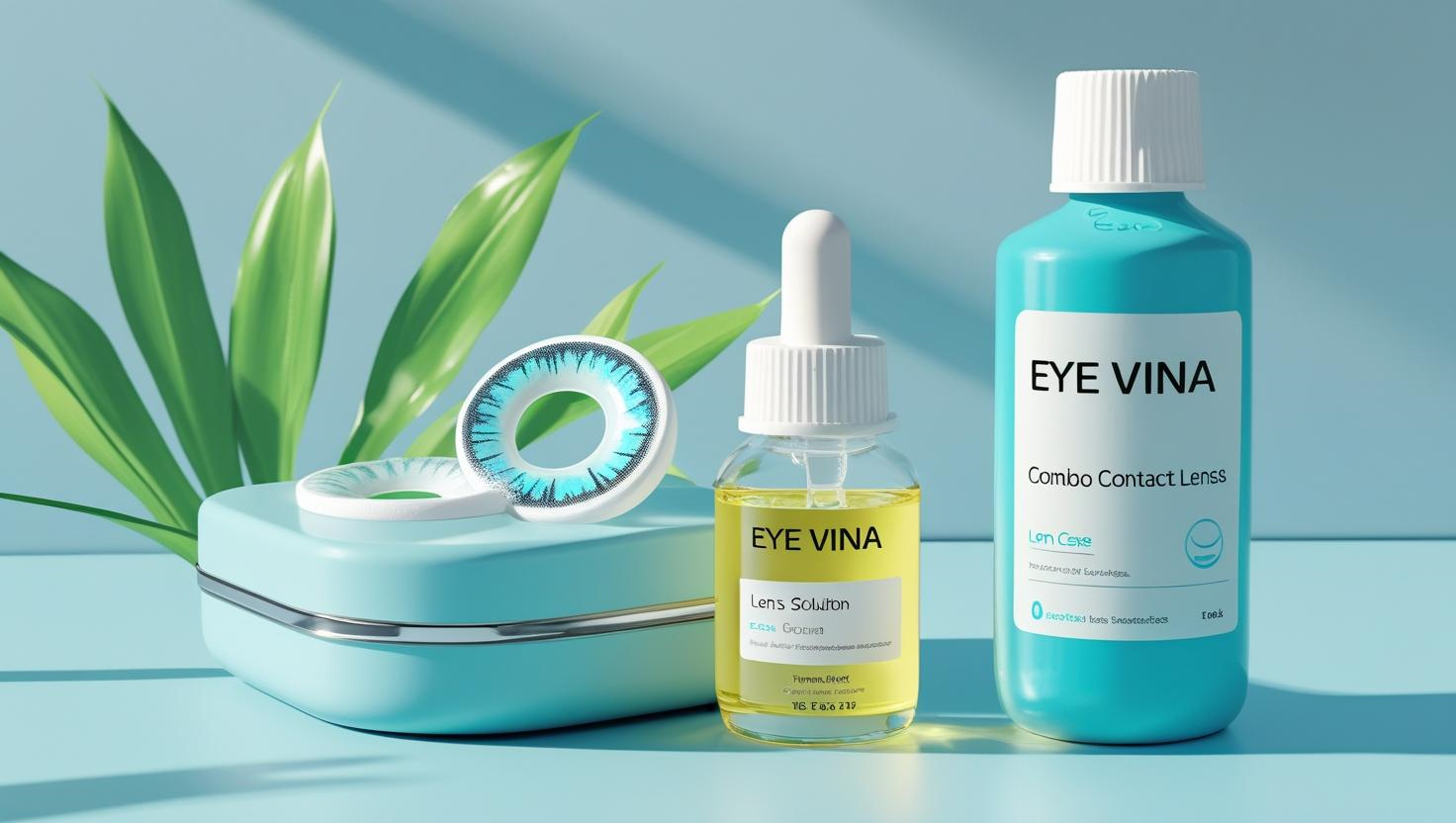Combo kính áp tròng kèm dung dịch ngâm và hộp đựng chính hãng EYE VINA