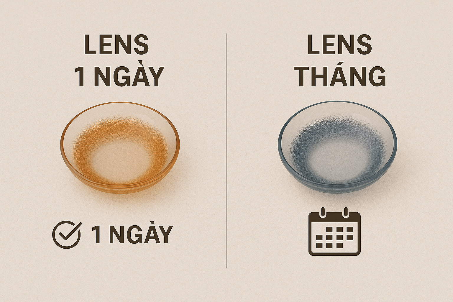 So sánh lens dùng 1 ngày và 1 tháng